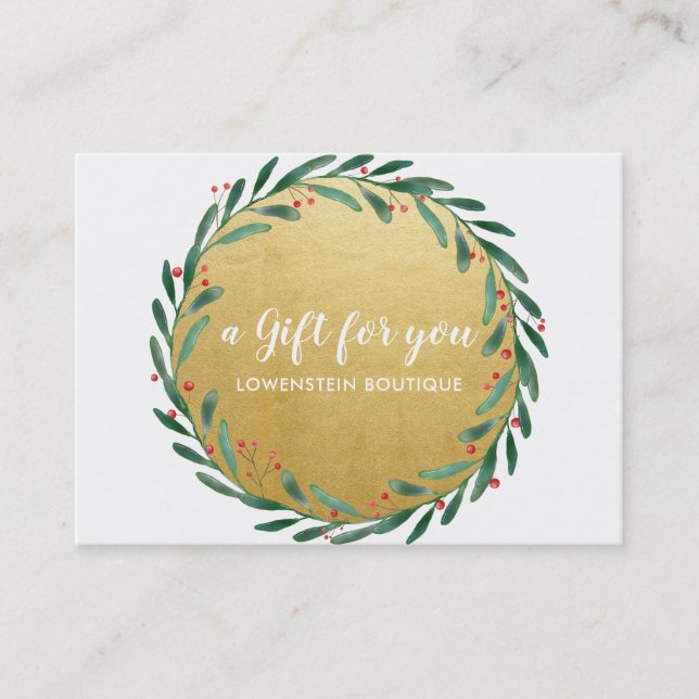 Holly Leaves Faux Gold Foil Gift Certificate (Front)