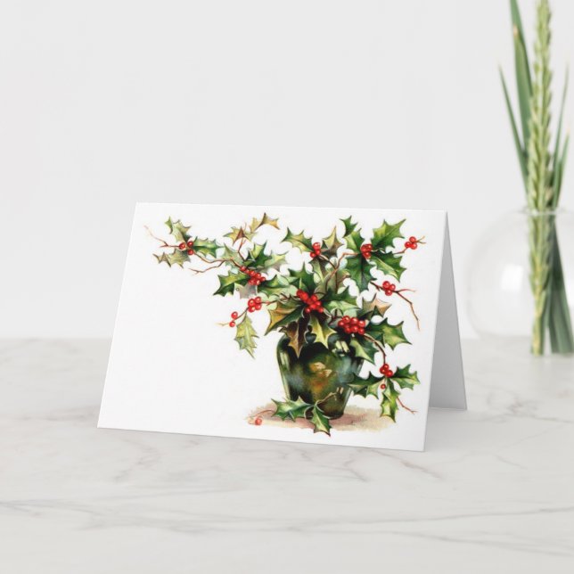 Holly Leaves Greeting/Note Card (Front)