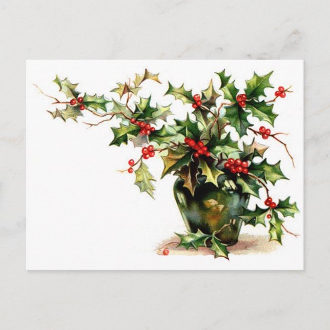 Holly Leaves Greeting/Note Card (Front)