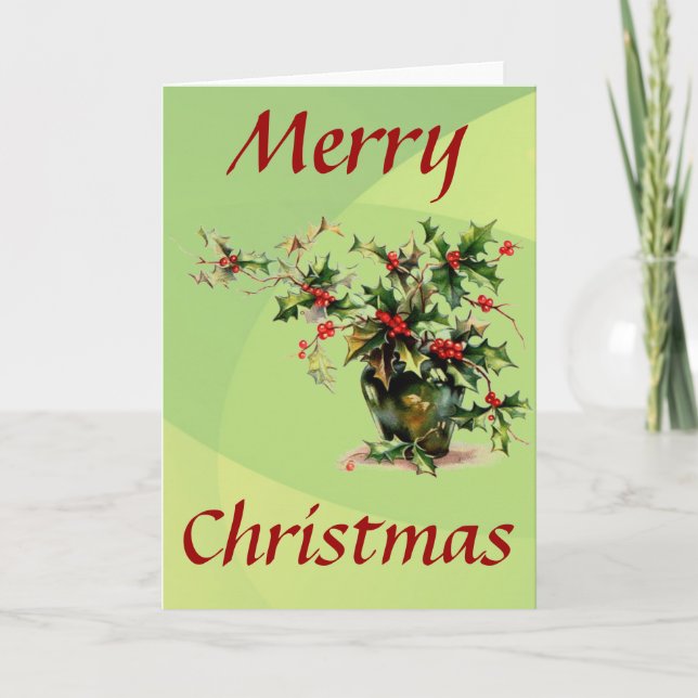 Holly Leaves Greeting/Note Card (Front)