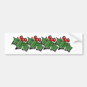 Holly Leaves, Holly berries, Christmas wreath  Bumper Sticker