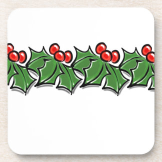 Holly Leaves, Holly berries, Christmas wreath  Coaster