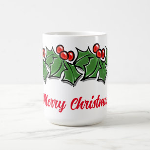 Holly Leaves, Holly berries, Christmas wreath Coffee Mug