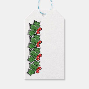 Holly Leaves, Holly berries, Christmas wreath  Gift Tags