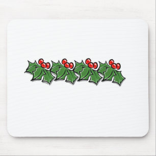 Holly Leaves, Holly berries, Christmas wreath  Mouse Mat