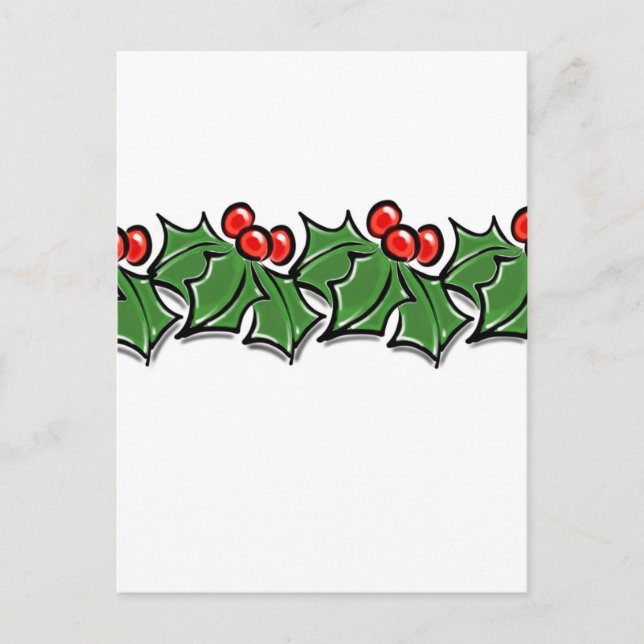 Holly Leaves, Holly berries, Christmas wreath  Postcard (Front)