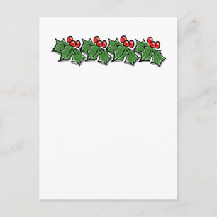 Holly Leaves, Holly berries, Christmas wreath Postcard
