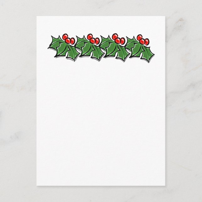 Holly Leaves, Holly berries, Christmas wreath  Postcard (Front)