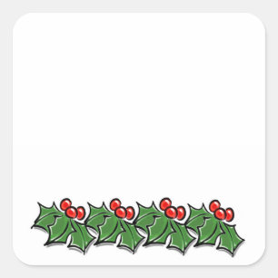 Holly Leaves, Holly berries, Christmas wreath  Square Sticker