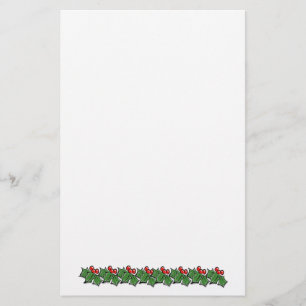 Holly Leaves, Holly berries, Christmas wreath Stationery
