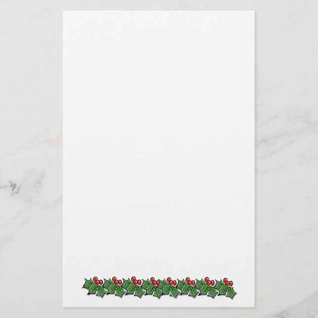 Holly Leaves, Holly berries, Christmas wreath  Stationery (Front)