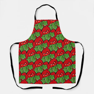 Holly Leaves Holly berries fun holiday botanical Apron