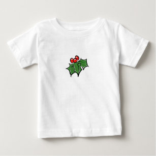 Holly Leaves, Holly berries, fun holiday botanical Baby T-Shirt