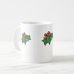 Holly Leaves, Holly berries, fun holiday botanical Coffee Mug