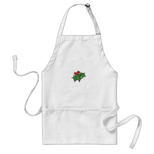 Holly Leaves, Holly berries, fun holiday botanical Standard Apron
