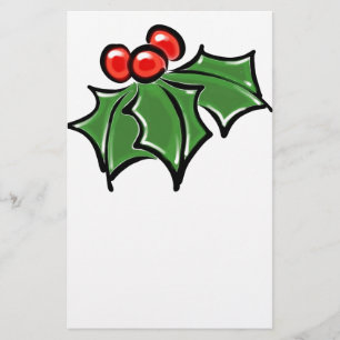 Holly Leaves, Holly berries, fun holiday botanical Stationery