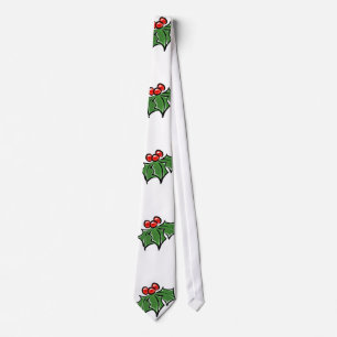 Holly Leaves, Holly berries, fun holiday botanical Tie