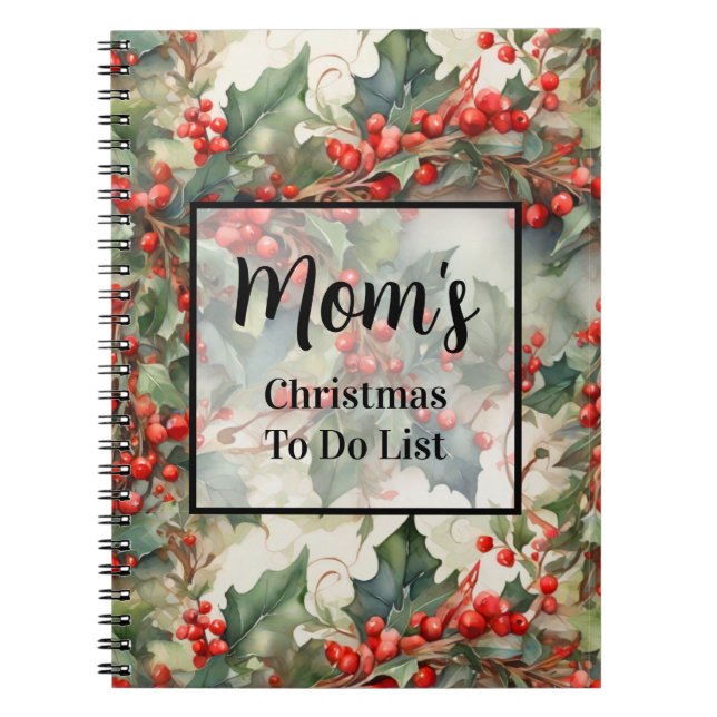 Holly Leaves Holly berries fun holiday  Notebook (Front)