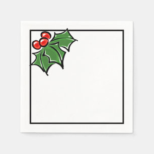 Holly Leaves, Holly berries, fun holiday pattern Napkin