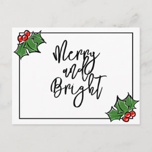 Holly Leaves, Holly berries, fun holiday pattern P Postcard