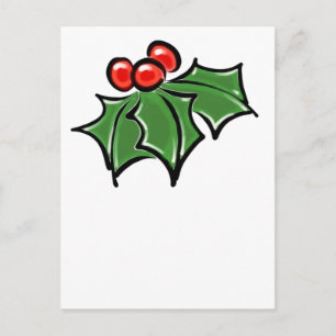 Holly Leaves, Holly berries, fun holiday pattern Postcard