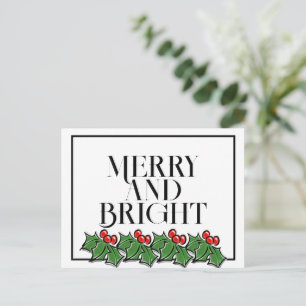 Holly Leaves, Holly berries, fun holiday  Postcard