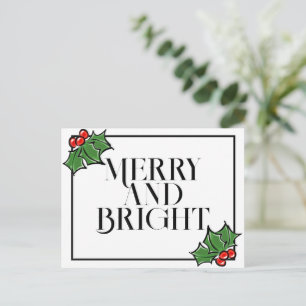 Holly Leaves, Holly berries, fun holiday  Postcard
