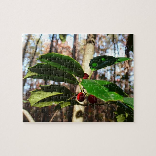 Holly Leaves I Holiday Botanical Jigsaw Puzzle (Horizontal)