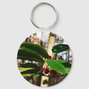 Holly Leaves I Holiday Botanical Key Ring