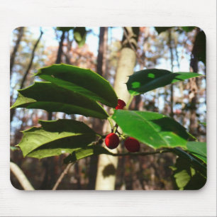Holly Leaves I Holiday Botanical Mouse Mat
