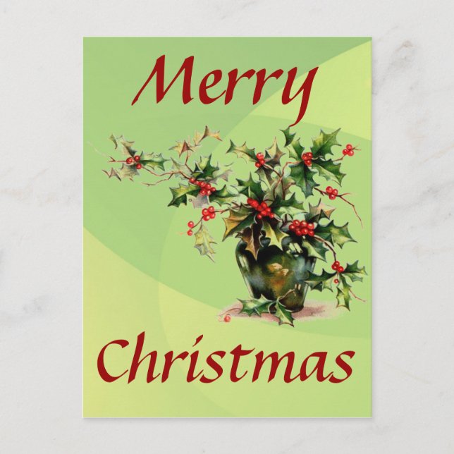 Holly Leaves Postcard (Front)