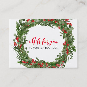 Holly Leaves Red Berry Wreath Gift Certificate