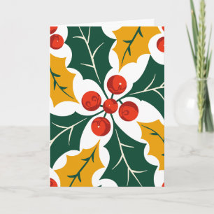 Holly-Leaves Retro-Modern Big-Print Holiday Card