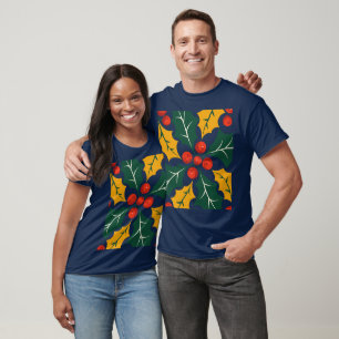 Holly-Leaves Retro-Modern Big-Print T-Shirt