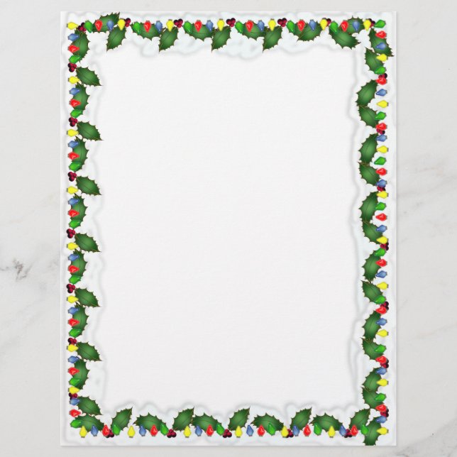 Holly Lights Christmas Stationary Flyer (Front)