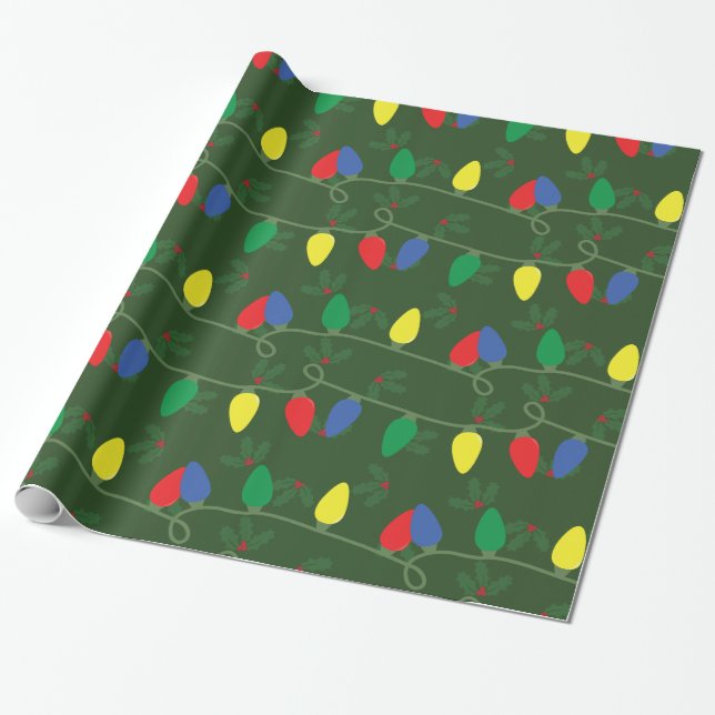 Holly & Lights Wrapping Paper (Unrolled)