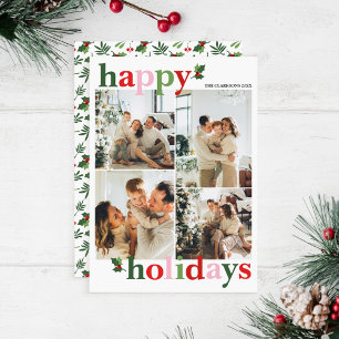Holly Merry Bright Fun Family Holiday Card