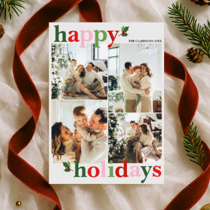 Holly Merry Bright Fun Family Holiday Card