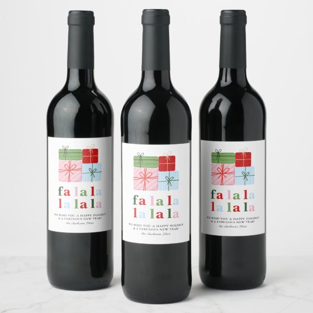 Holly Merry & Bright Holiday Wine Label (Bottles)