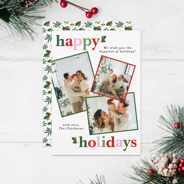 Holly Merry Christmas Bright Fun Family Holiday Card (Creator Uploaded)