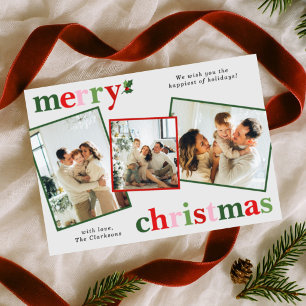 Holly Merry Christmas Bright Fun Family Holiday Card