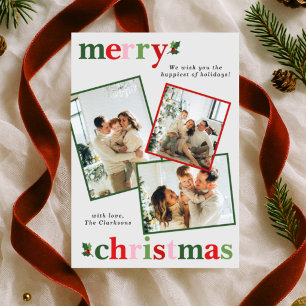 Holly Merry Christmas Bright Fun Family Holiday Card