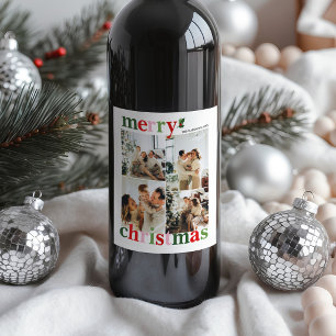 Holly Merry Christmas Bright Fun Family Wine Label