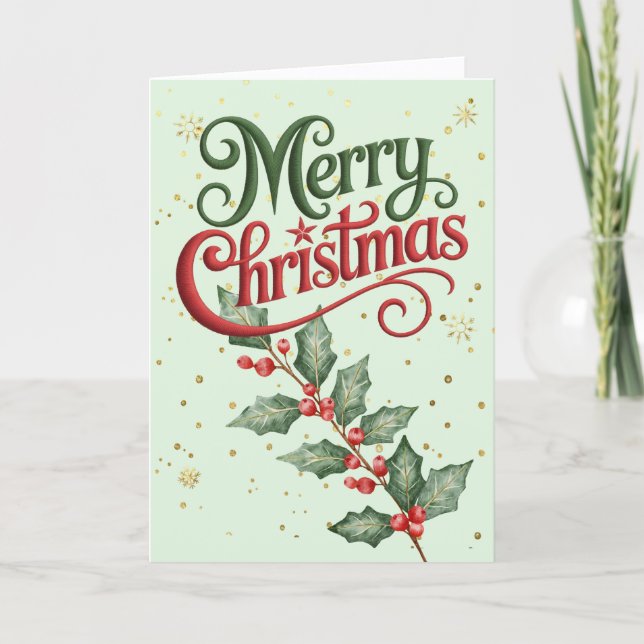 Holly Merry Christmas Card (Front)