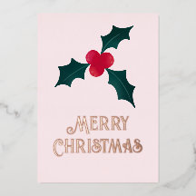 Holly Merry Christmas Foil Card