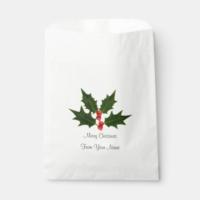 Holly Merry Christmas From Your Name Favour Bags (Front)