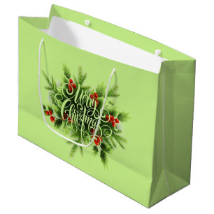 Holly Merry Christmas Large Gift Bag