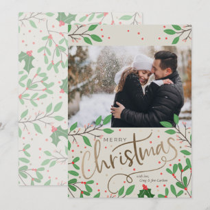 Holly Merry Christmas Photo Holiday Card