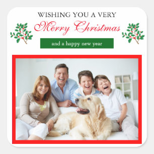 Holly Merry Christmas - Square Sticker