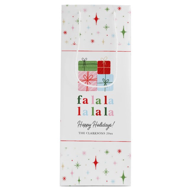 Holly Merry Holiday Fa La La Wine Gift Bag (Front)